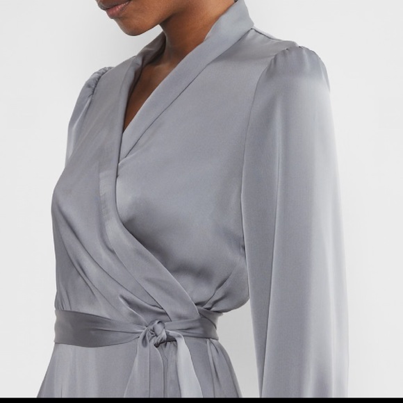 NWT! Babaton Hyde Satin Wrap Mini Dress - Picture 3 of 9